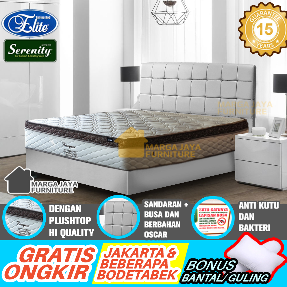 Set Kasur Tempat Tidur Springbed Elite Serenity Honeymoon Eternity Plushtop Divan Sandaran 180 x 200 cโฆ