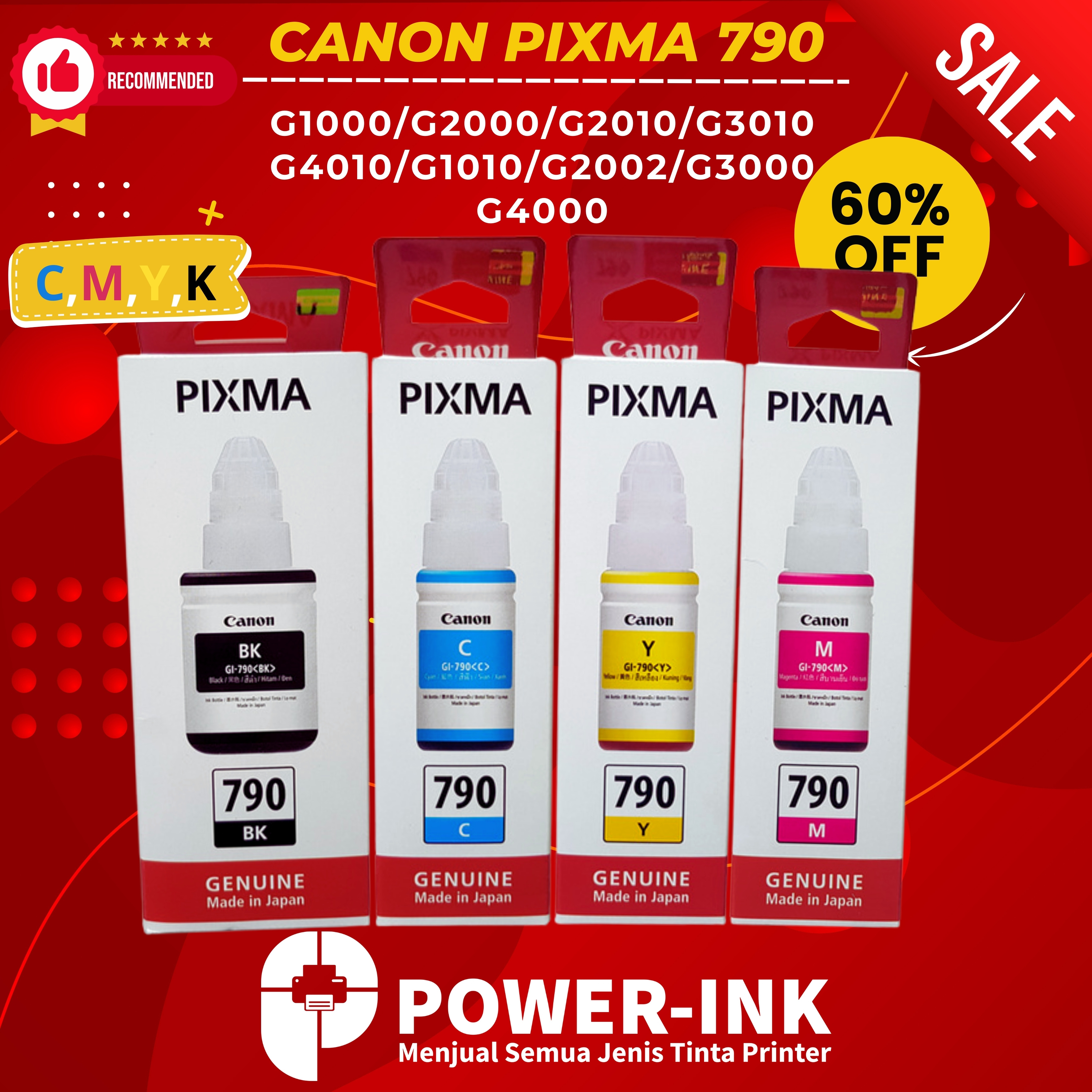TINTA CANON PIXMA Gi 790 ( 1 SET ) PREMIUM Harga 85,111 rupiah*Gratis Ongkir