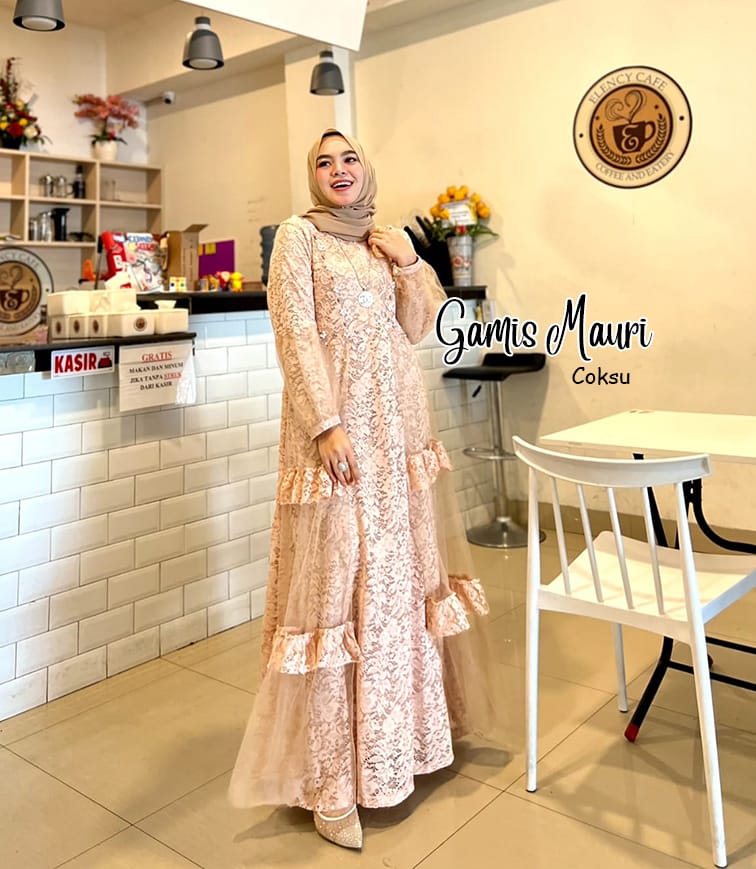 Beli Dress Hijab Baju Kondangan Brukat Mocca Online Harga Terbaik