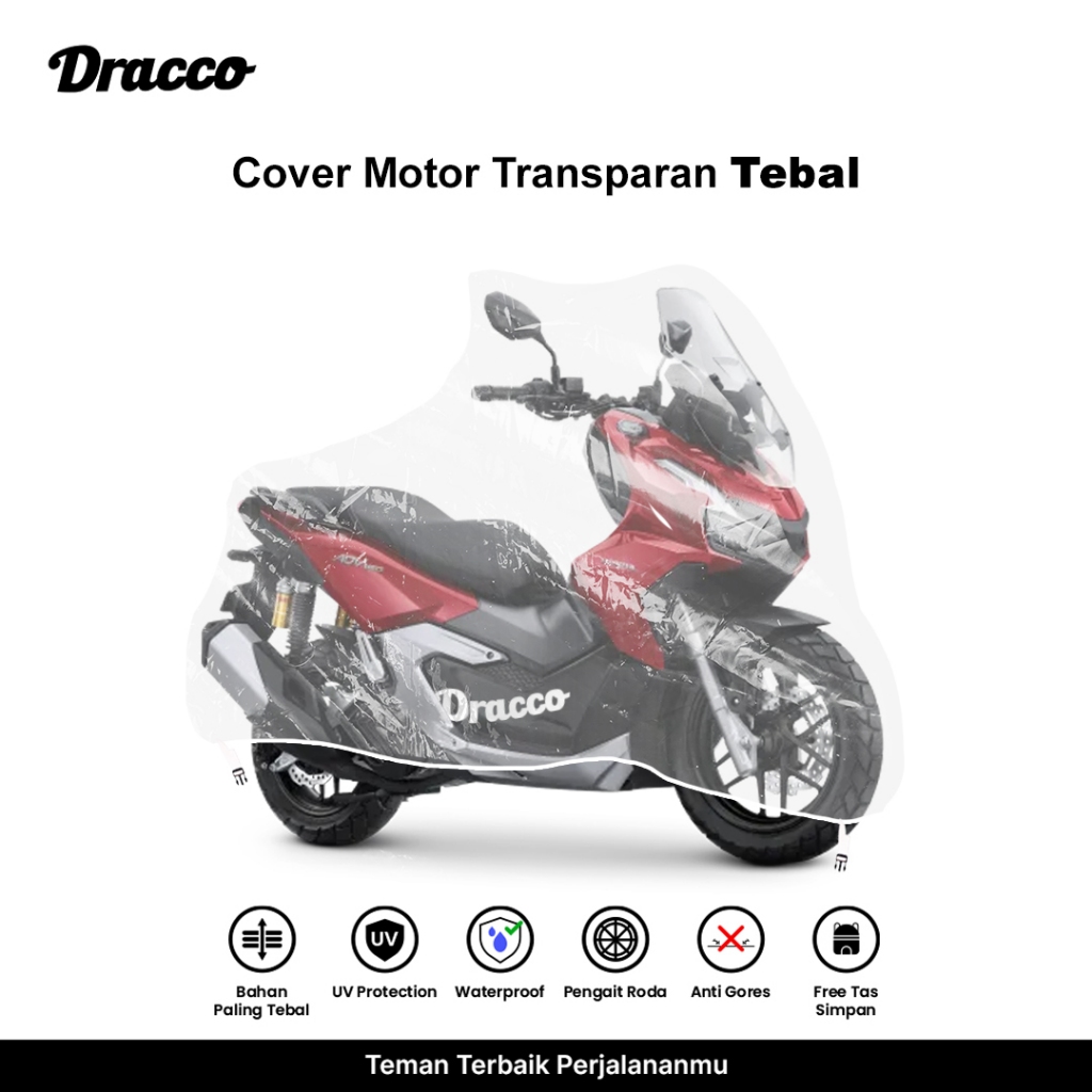 Dracco Honda Adv 160 Motorbike Cover, Transparent, Waterproof, Thick, Premium Cover, Bonus Storage Bag Harga 88,000 rupiah*Gratis Ongkir