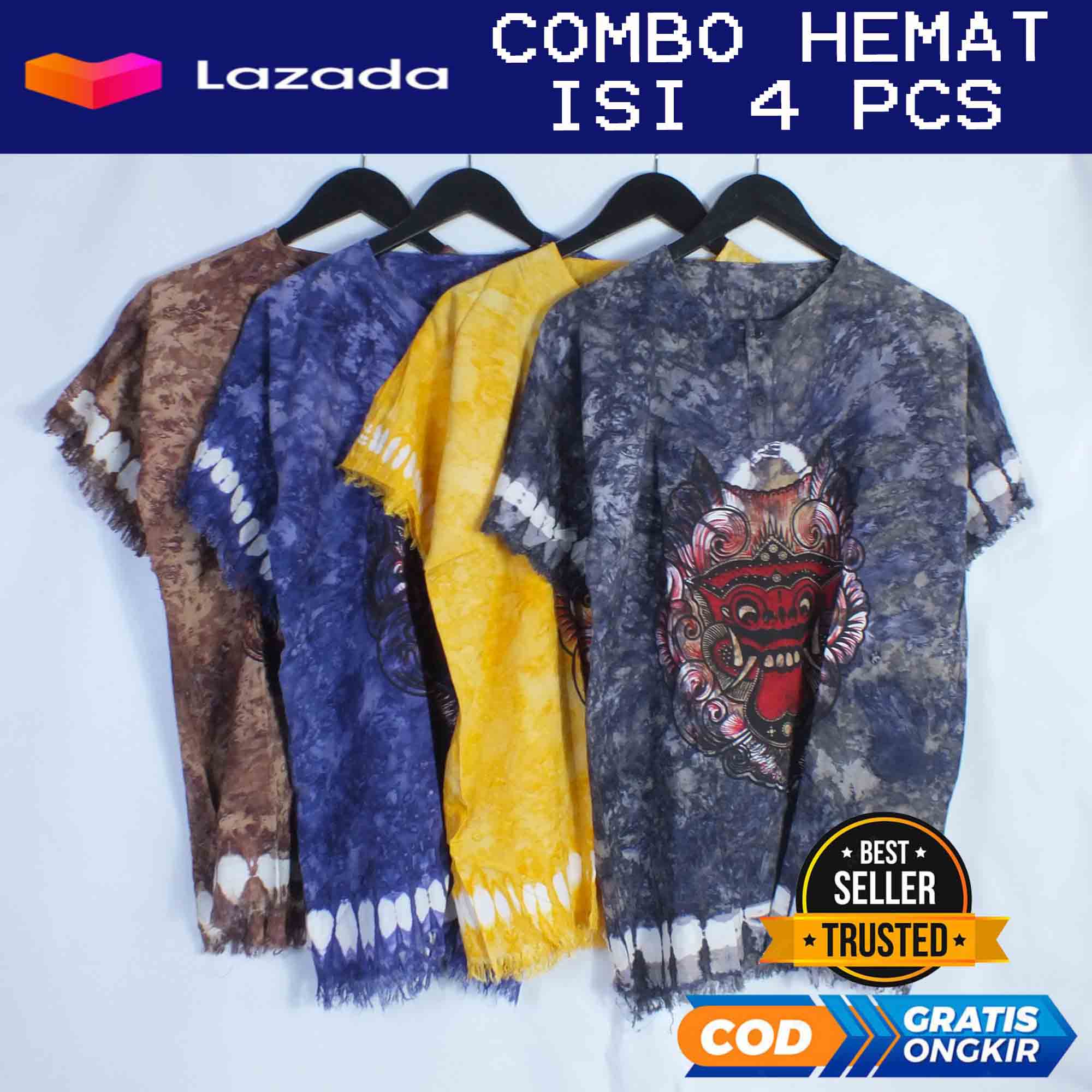 COMBO HEMAT - Baju bali isi 4pcs - baju barong bali - kaos bali premium - baju pantai pria dan wanita