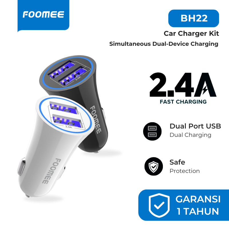 Foomee BH22 Car Charger Mobil 2.4A Fast Charging Harga 52,000 rupiah*Gratis Ongkir
