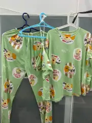 1 Set Baju Tidur Piyama + Kantong Baju Motif CupCake Bear 3 in 1 / Baju Piyama Wanita / Celana Piyama Wanita / 1 Set Piyama Wanita.