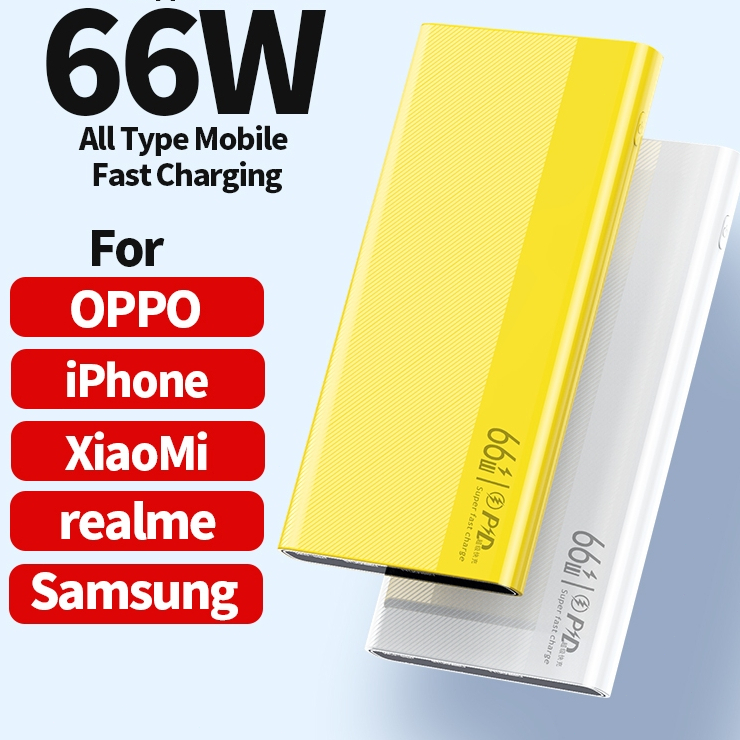 66W Super Fast Charging Power Bank 20000mAh LED Display Power Bank Dual Output Ports USB and Type-C Ga…