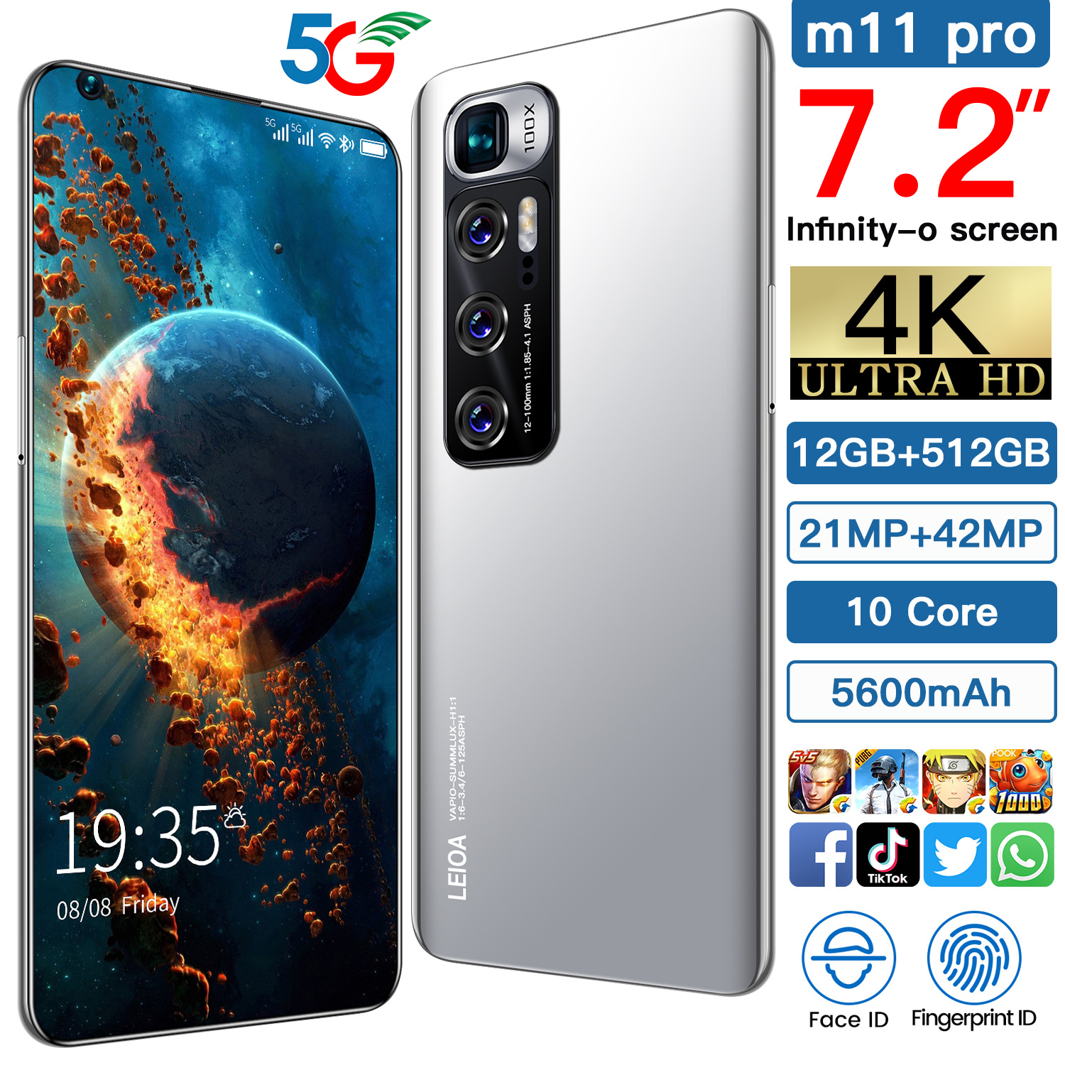 [ Merek original Asli] RAM 12 GB 512 GB ROM M11 Pro Android 10.0 7.2 inci MTK6889 seluler 10 jaringan inti 21MP 4G + 48MP  M10 RAM 6GB + 128GB handphone sunfury Garansi resmi OEM