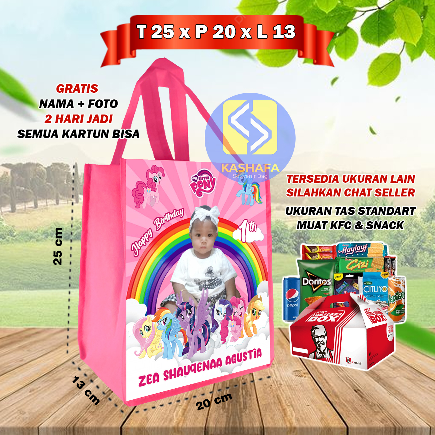 (20 PCs KFC) birthday bags free design birthday bags standard size fit box KFC goodie bag custom free…