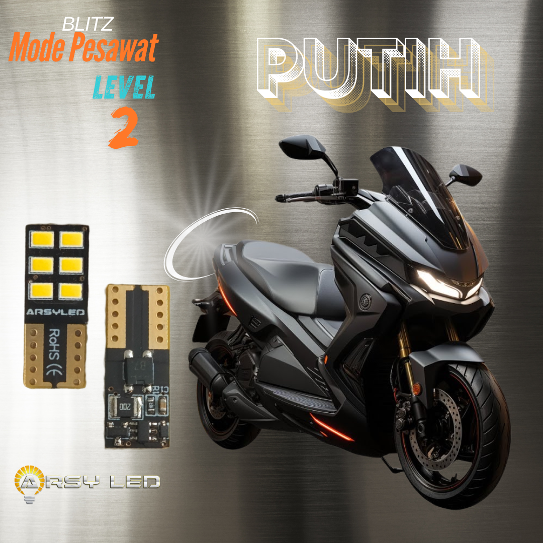 Arsyled Blitz Mode Airplane Style Motorcycle Number Plate Light Nmax Turbo Neo Aerox Beat Vario Old Level 2 Harga 25,500 rupiah*Gratis Ongkir