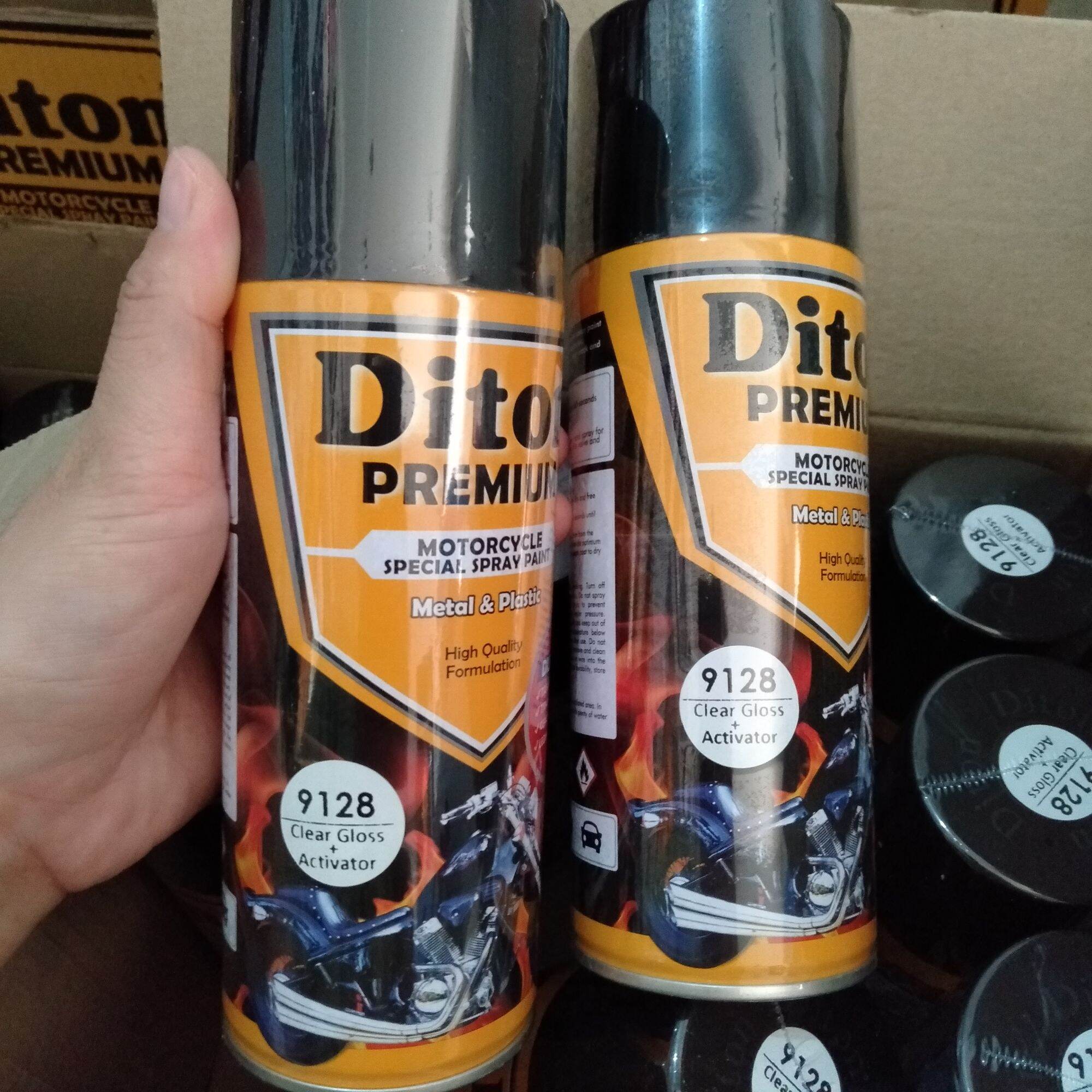 Pilok Pilox Cat Diton Premium 9128 Clear Gloss dan Activator 9128 + Activator clear bening 9128 400cc Harga 46,093 rupiah*Gratis Ongkir