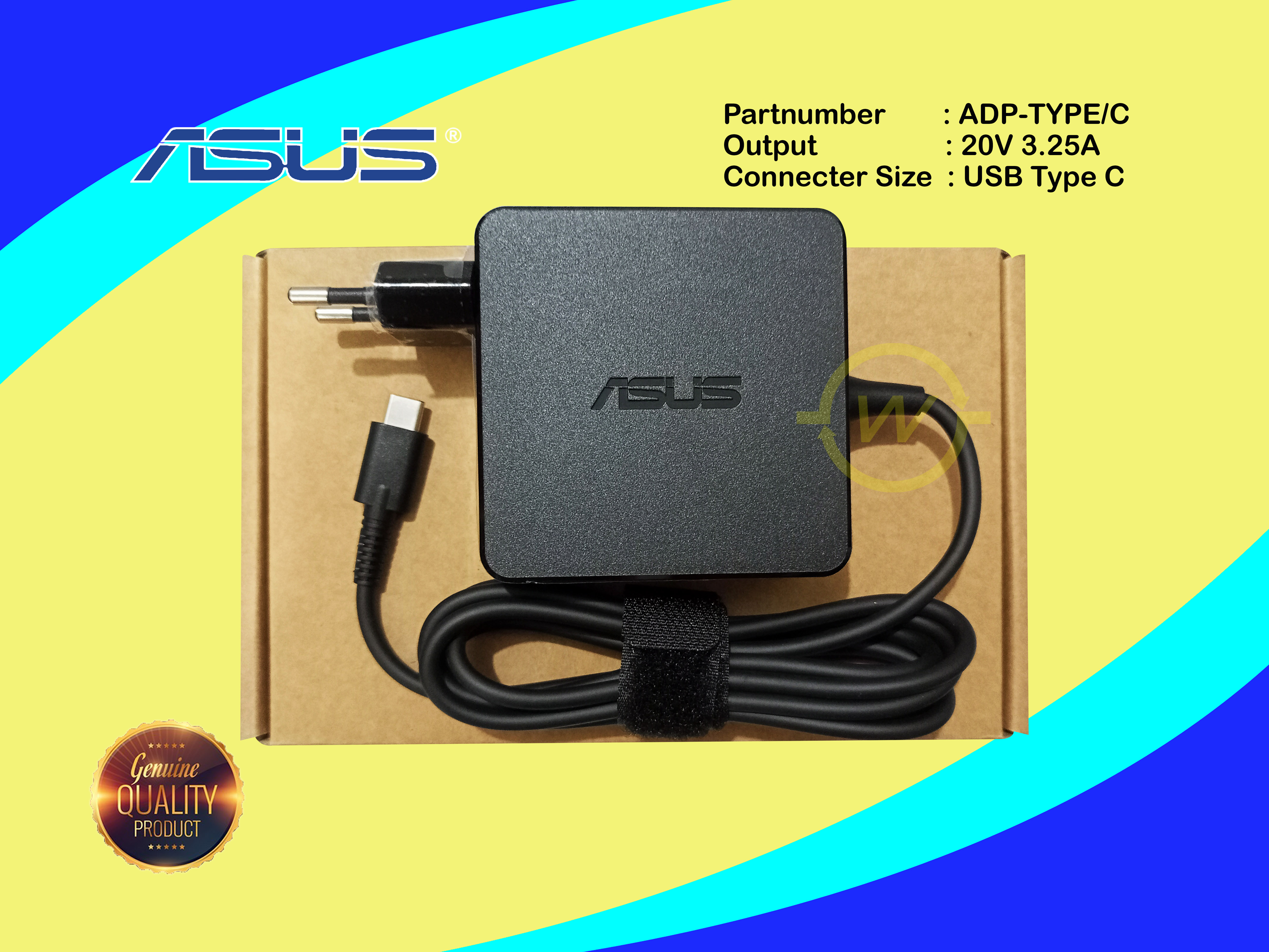 Charger Adaptor Laptop Asus Zenbook 20V USB Type C Original
