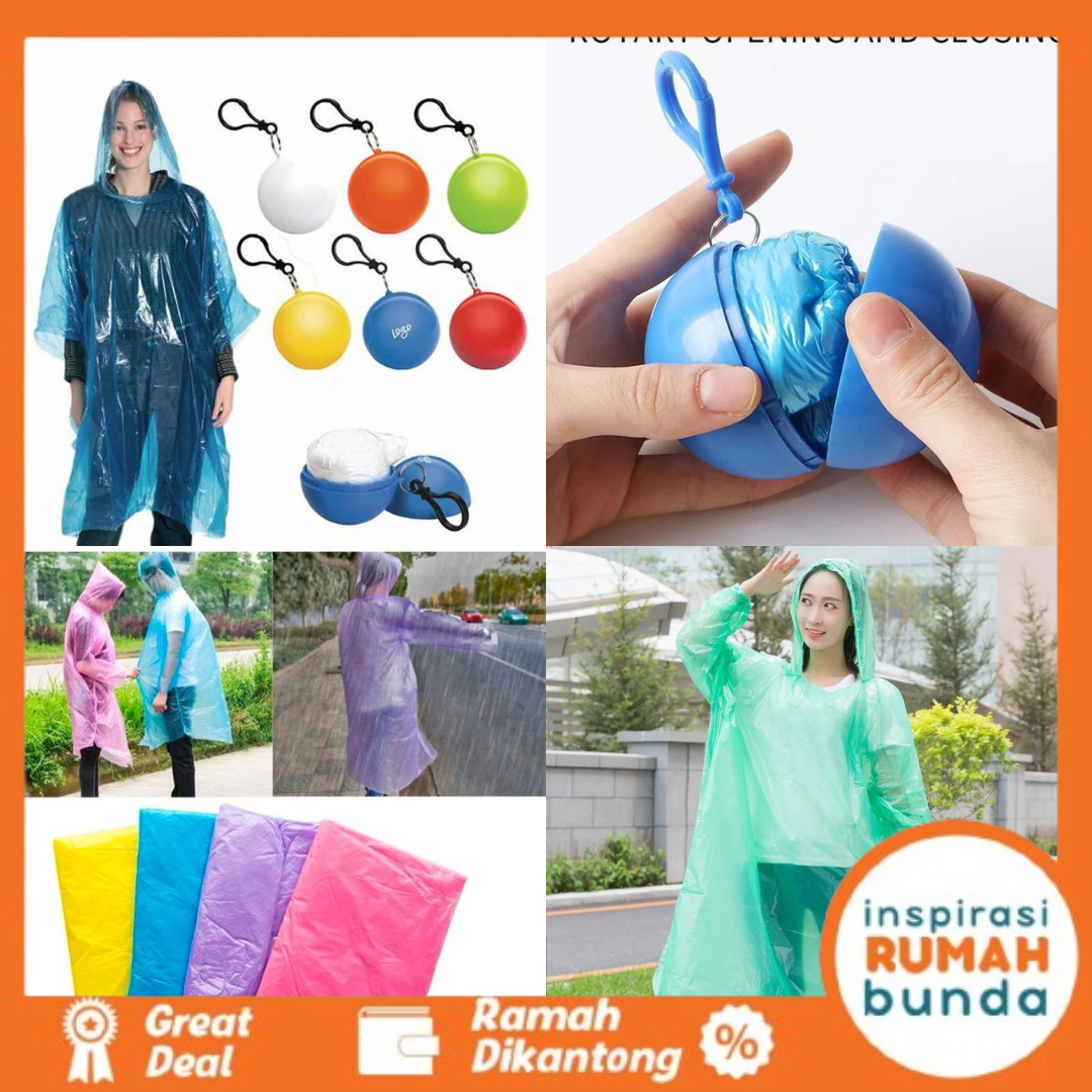 Raincoat Gantung Desaign Bola Jas Hujan Gantung Portable Dengan Desain Kemasan Bola Gantungan Jas Hujan Praktis Harga 3,400 rupiah*Gratis Ongkir