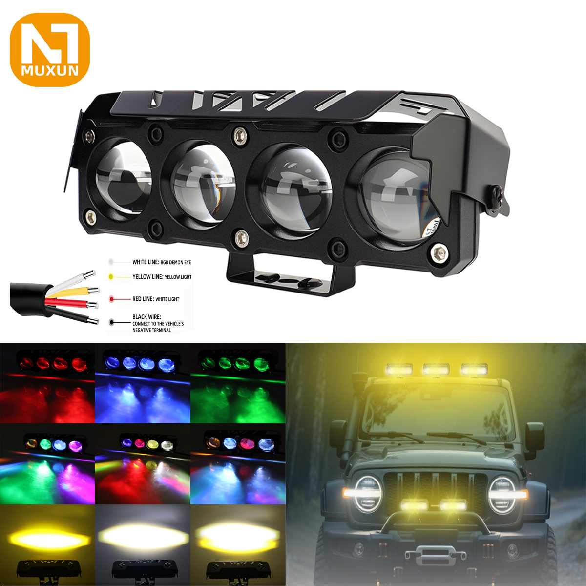 Sql Shooting Light 4 Eyes Devil Eye Sql3 2 Colors Motorcycle Front Lights Yellow and White Waterproof Car Parts Spotlight Super Bright Spotlight Red Lens Blue Devil Rgb Harga 33,299 rupiah*Gratis Ongkir
