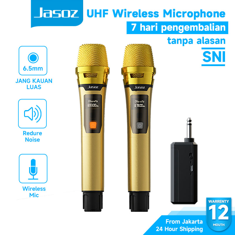 Jasoz duet wireless UHF microphone profesional mix karaoke wireless microphone with charger Harga 119,900 rupiah*Gratis Ongkir