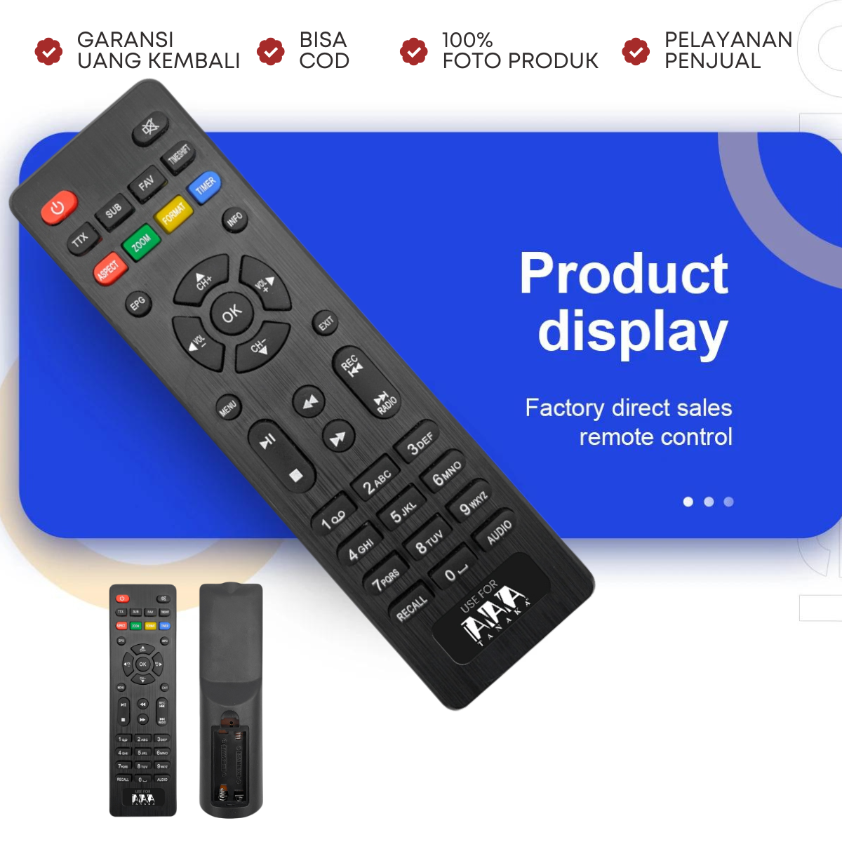 REMOTE / REMOT TV STB Set Top Box DVB T2 Tanaka Parabola - Merek Dvb-T2 Harga 11,730 rupiah*Gratis Ongkir