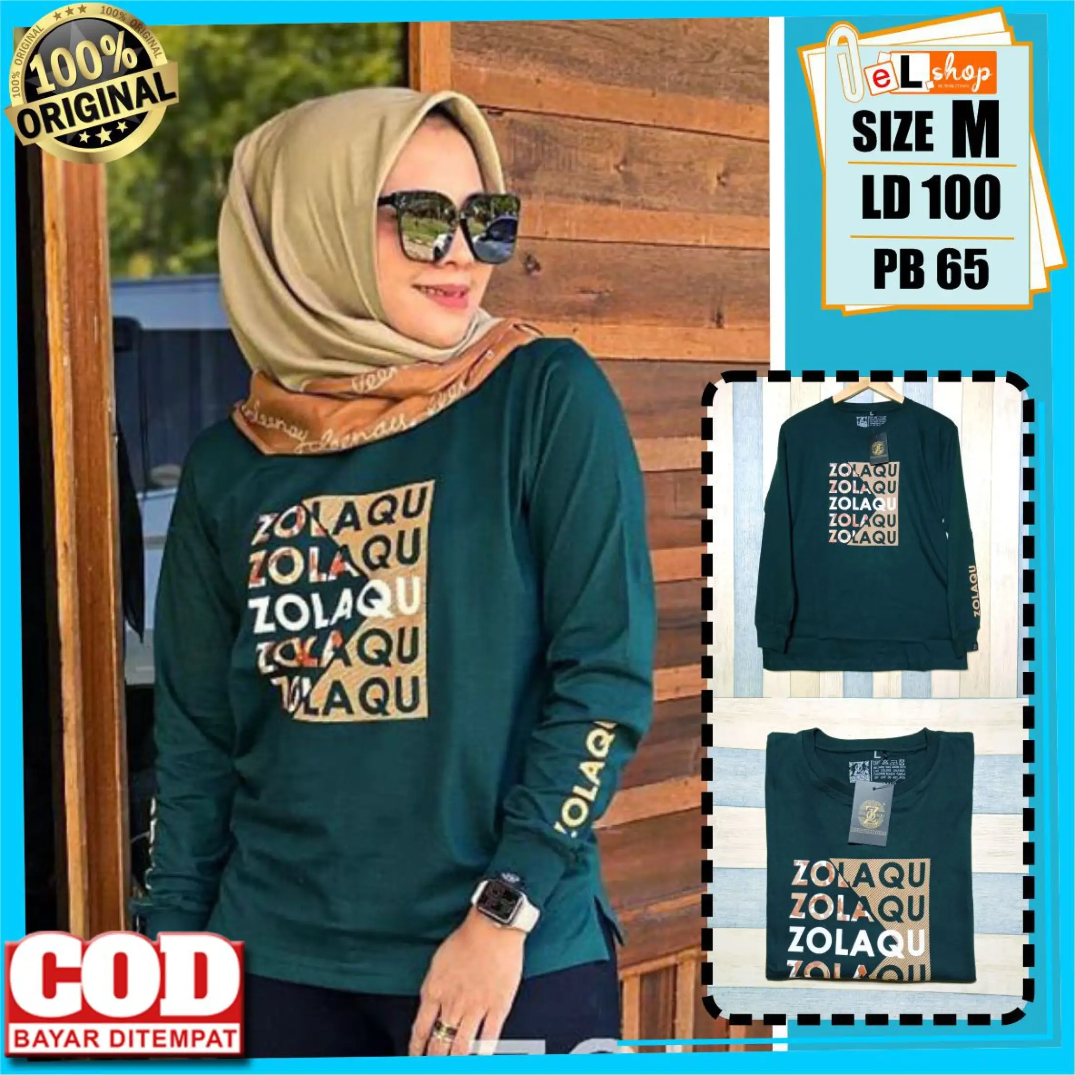 Kaos Zolaqu Ori Terbaru 2020 Atasan Original 100 Pakaian Wanita Outfit Clothing Baju Blouse Blus Casual Sweater Busana Muslim Lengan Panjang Zlq Terlaris Trendy Termurah Tshirt Jumbo Hijau