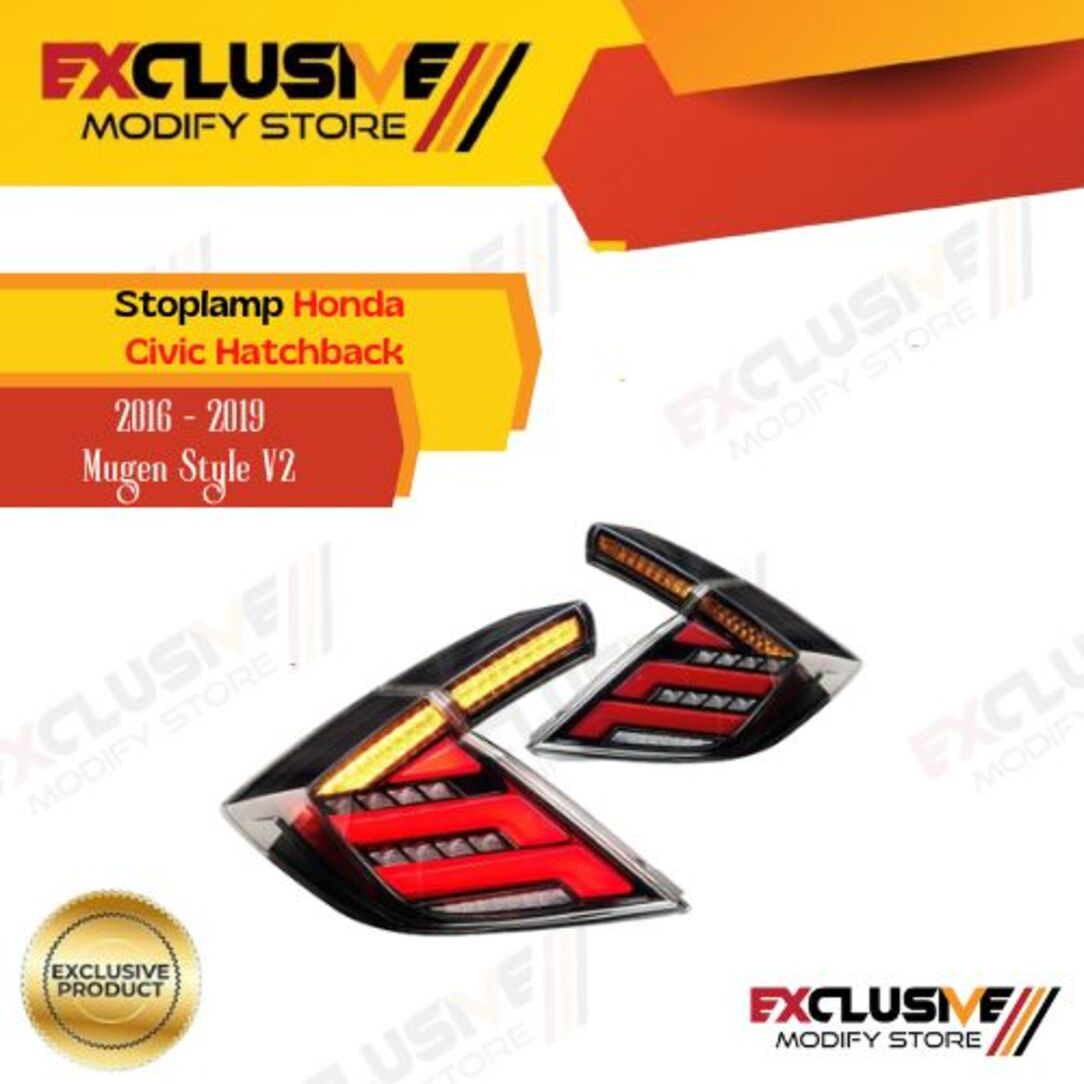 Stoplamp Honda Civic hatchback Mugen V2 style red clear 2016 - 2019 Harga 3,750,000 rupiah*Gratis Ongkir