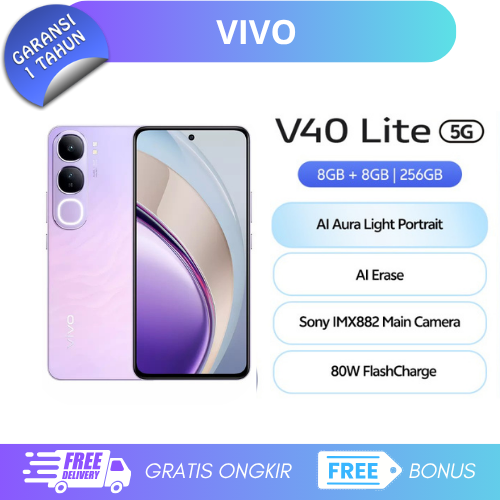 Vivo V40 Lite 5g 8/256Gb - Nfc - Qualcomm Snapdragon 4 Gen 2 Harga  2,255,000 Ringgit*Penghantaran Percuma