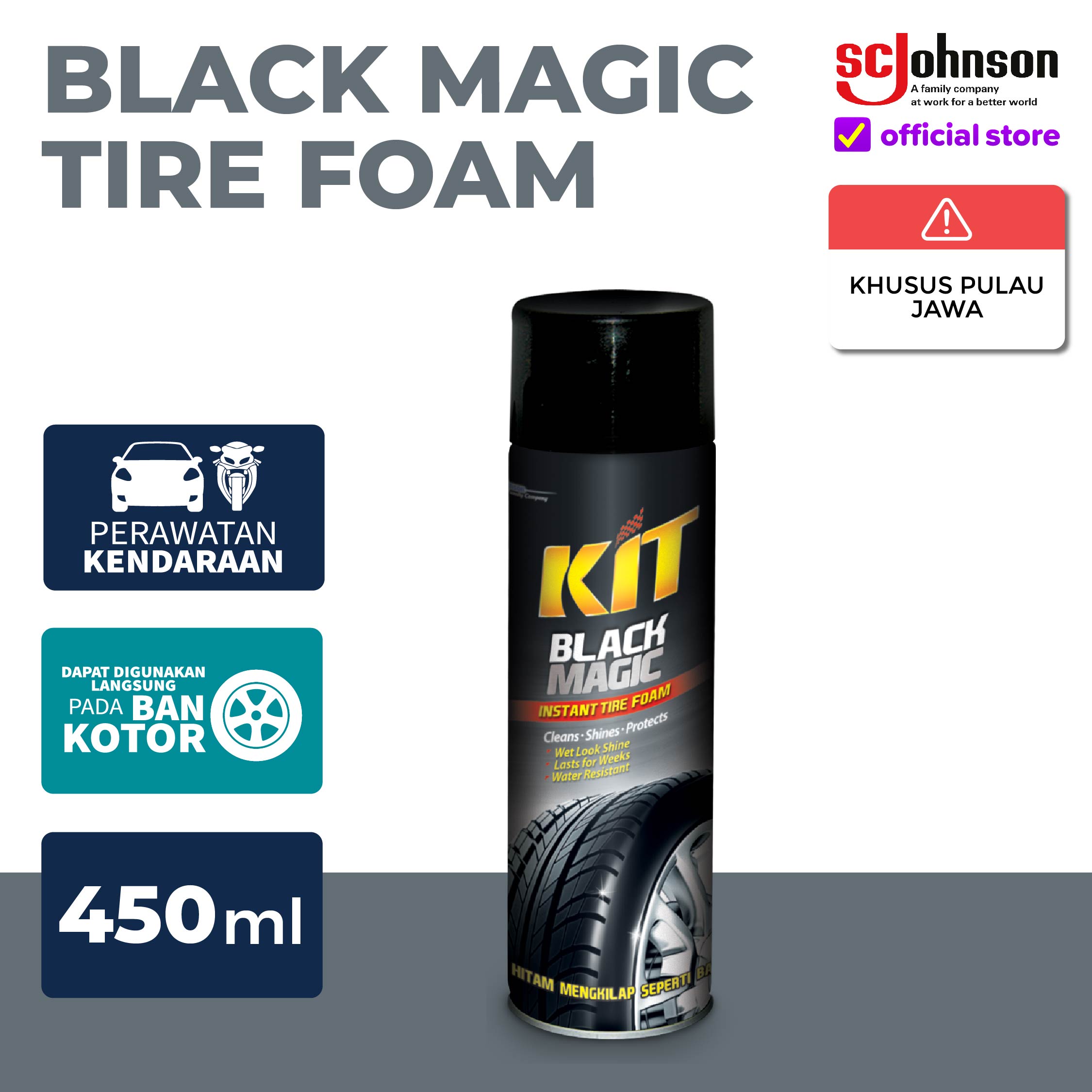 KIT Black Magic Tire Foam Semir Ban - 450mL Harga 54,782 rupiah*Gratis Ongkir