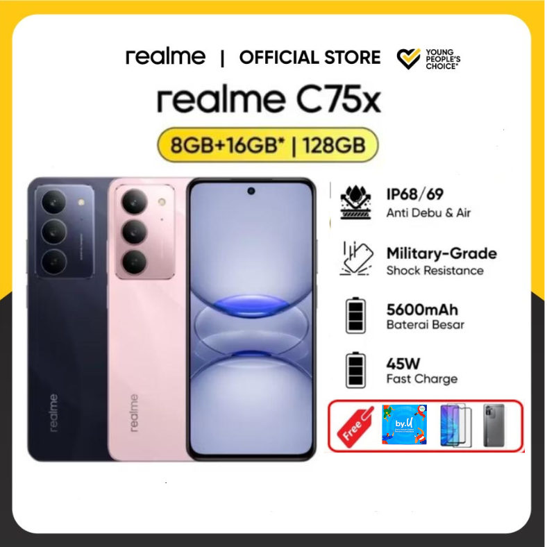 Realme C75X 8/128 Gb Android C75X 8/128 Gb 45W Fast Charge - Realme C75X - Blue, 8Gb / 128Gb Harga  1,750,000 Ringgit*Penghantaran Percuma