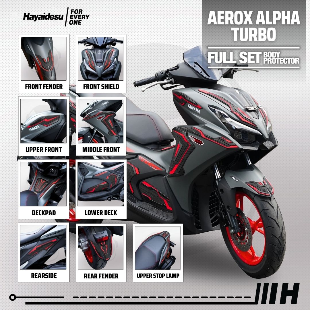 Hayaidesu Yamaha AEROX ALPHA (Standard/Cyber City/Turbo) Paket FULL SET Body Protector Cover Harga 745,200 rupiah*Gratis Ongkir