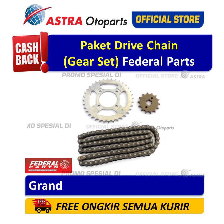 Paket Drive Chain heavy Duty Federal Parts Grand Harga 170,000 rupiah*Gratis Ongkir