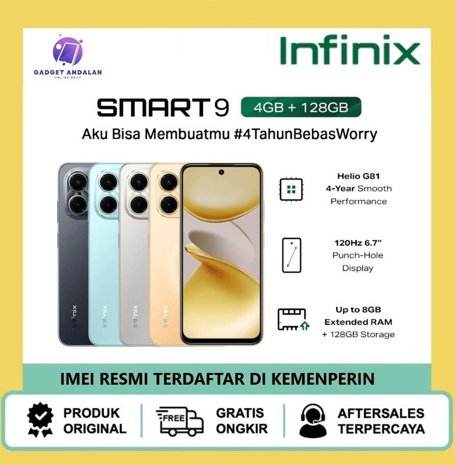 Infinix Smart 9 4/128GB - Up to 8GB Extended RAM - 120Hz Display - Helio G81 - 5000 mAh Harga  1,000,000 Ringgit*Penghantaran Percuma