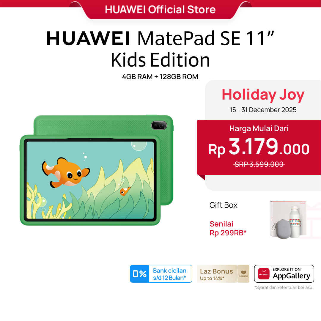 [Year End Deal | Voucher s/d 20%] HUAWEI MatePad SE 11" Kids Edition Tablet | 2K Eye Comfort HUAWEI FullView Display | Kids Corner | Parental Assistant11" Kids Harga 3,199,000 rupiah*Gratis Ongkir