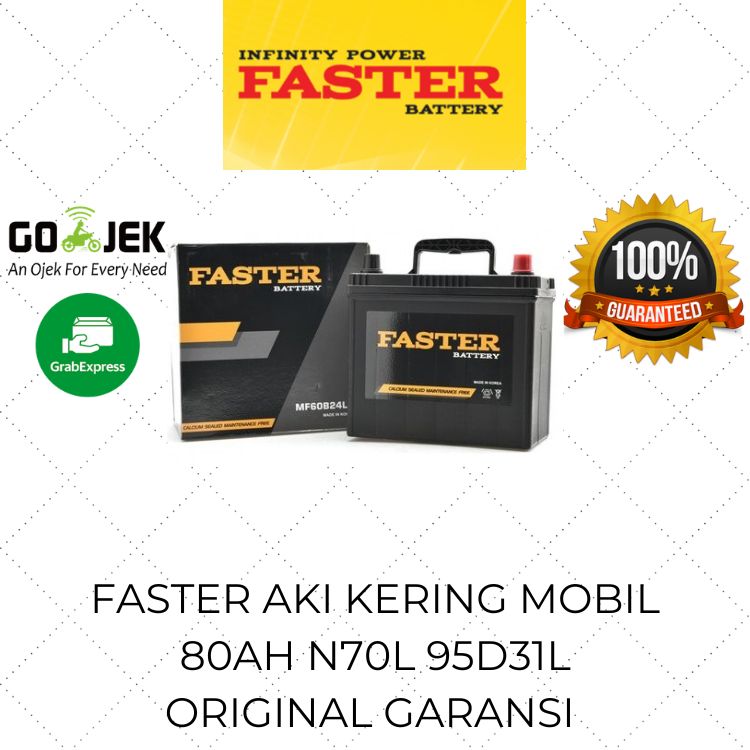 Aki Kering Mobil INNOVA DIESEL FORTUNER DIESEL PAJERO SPORT Faster Battery 80AH N70L 95D31L Original Korea Harga 1,399,900 rupiah*Gratis Ongkir