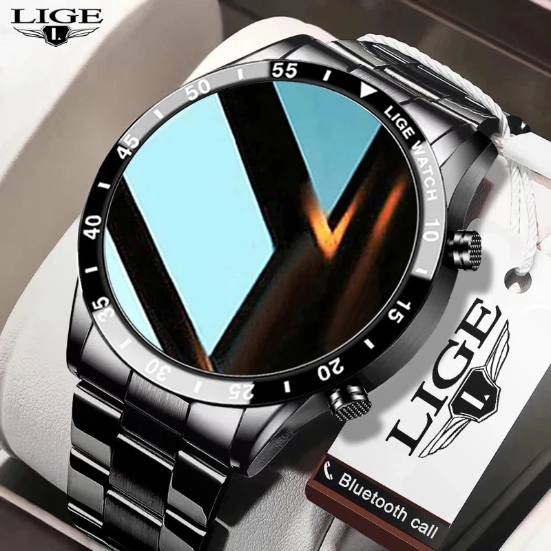 Lige Original Neweset Smart Watch Full Touch Screen Bluetooth Call Waterproof Stainless Steel Men's Fitness Watch for Android & Ios+Box Harga 339,000 rupiah*Gratis Ongkir