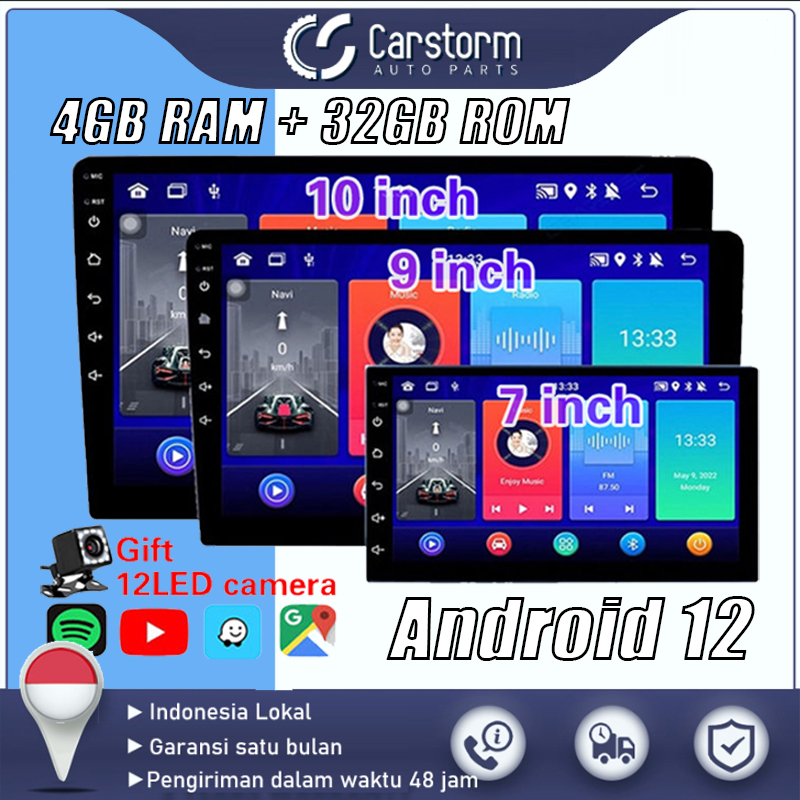 Android 12 carstorm 4GB RAM 32GB ROM head unit with Bluetooth & GPS for Toyota/Mazda/Mitsubishi/Honda/Suzuki/Hyundai/Nissan-7/9/10 inch Harga 649,000 rupiah*Gratis Ongkir