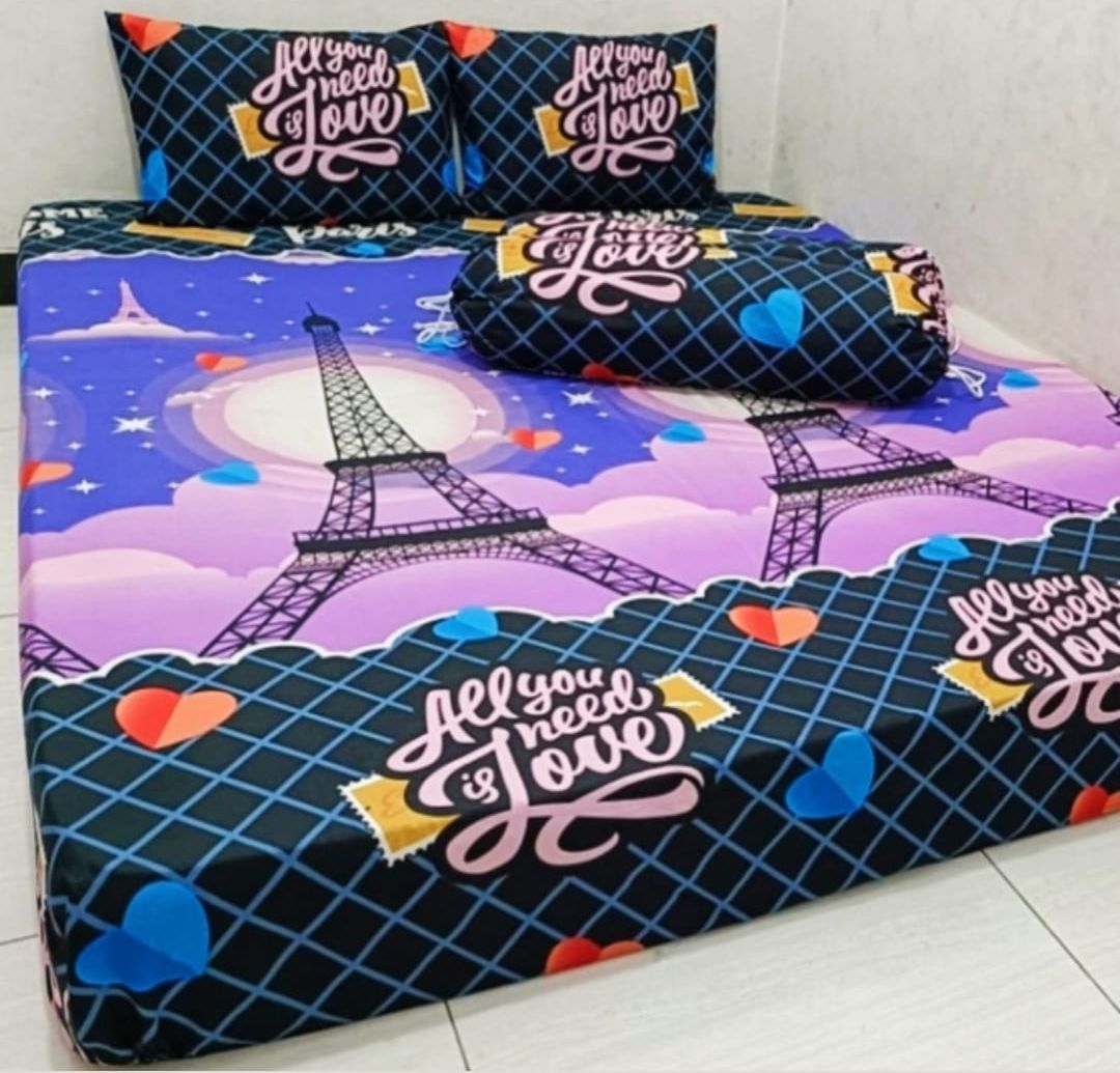 Paris pattern bed linen complete with pillowcase and bolster according to the size. T20 cm
