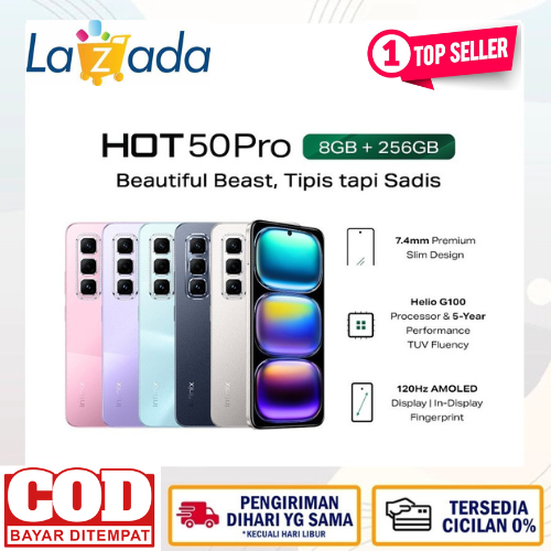 Promo Infinix Hot 50 Pro 8 + 256GB-up to 16GB extended RAM - Helio G100 - 6.78 inch 120Hz AMOLED-50MP-5000 mAh - NFC Harga  1,834,208 Ringgit*Penghantaran Percuma