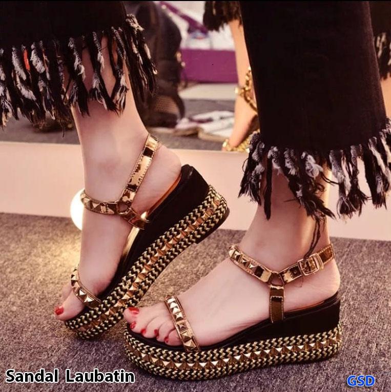 Sepatu sandal pesta gold bling-bling 