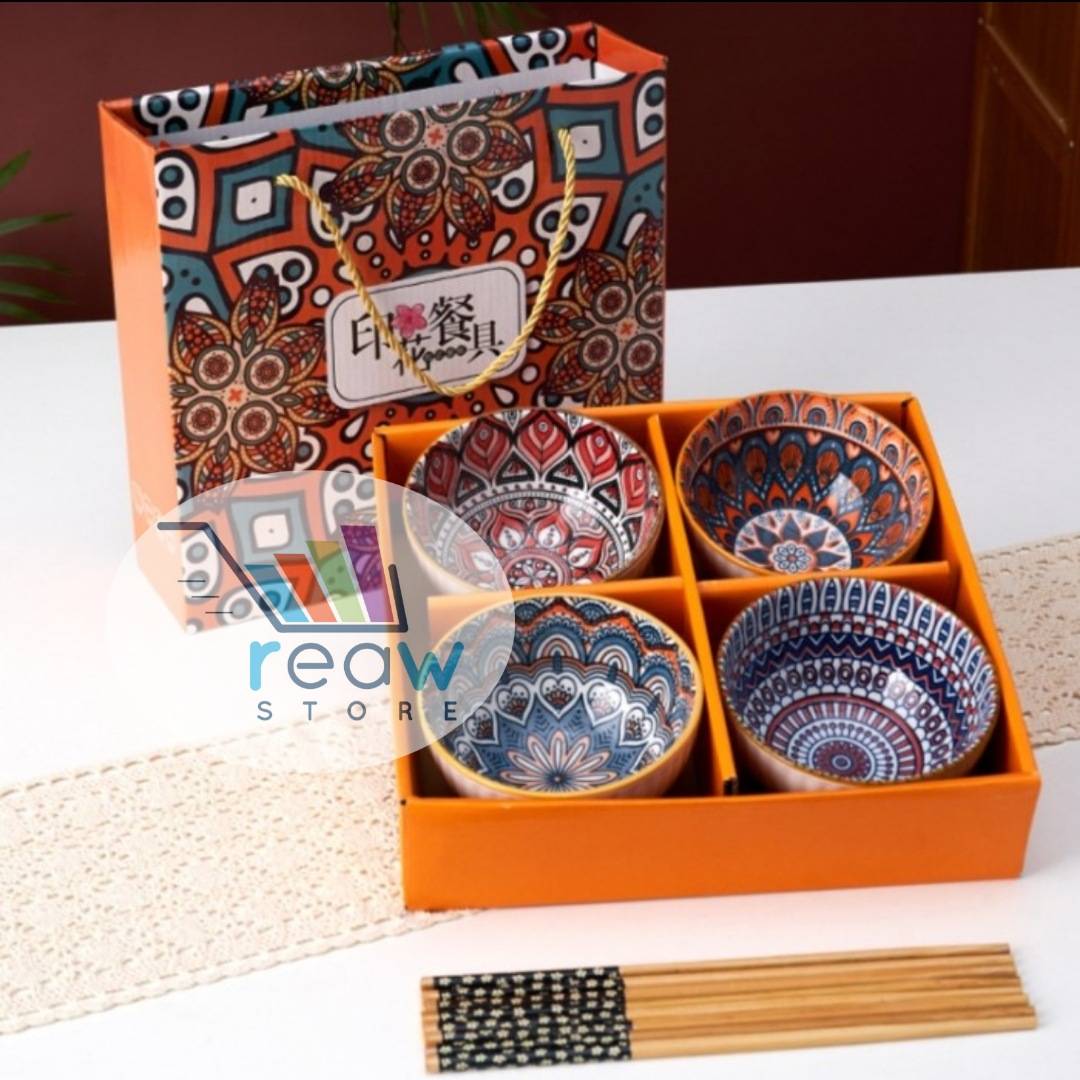 Souvenir Kado Idul Fitri Lebaran Hampers Hadiah Mangkok Jepang Batik Set BOHEMIAN
