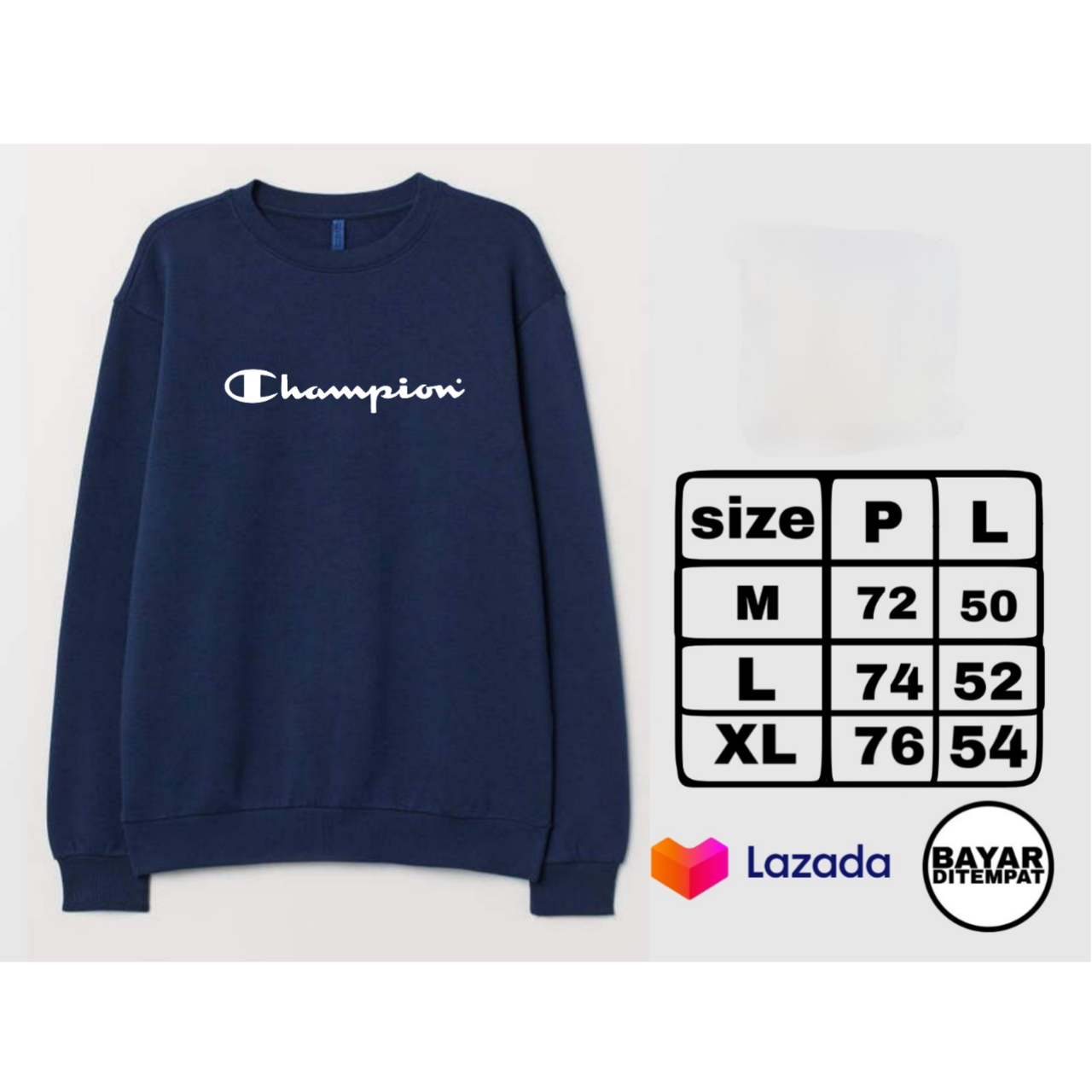 navy blue champion crewneck sweatshirt