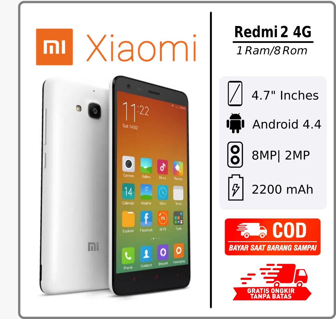 HP MURAH,ANDROID MURAH 500 Ribuan XIAOMI REDMI 2 RAM 1 ROM 8