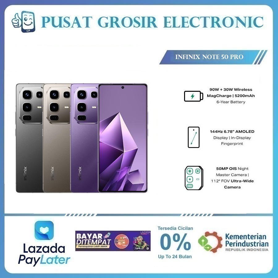 SALE INFINIX NOTE 50 PRO NFC 8/256 Helio G100 Ultimate - 6.78” FHD+ Amoled SMARTPHONE Harga 2,550,000 rupiah*Gratis Ongkir