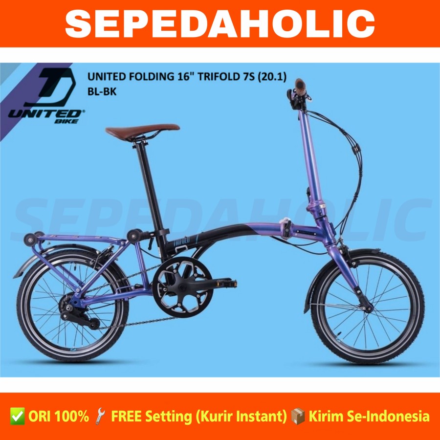 Sepeda Lipat UNITED TRIFOLD 7S Ukuran 16 Inch Shimano Nexus