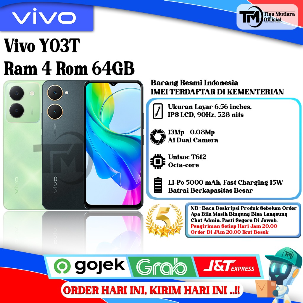 Vivo Y03T Ram 4 Rom 64GB Giá 1,050,000 Đồng*Miễn phí vận chuyển