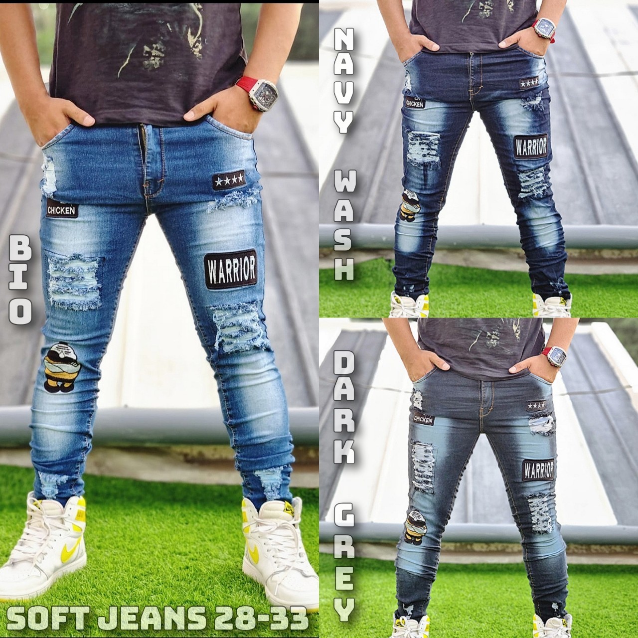 FALERI STORE Celana Jeans sobek emblem 