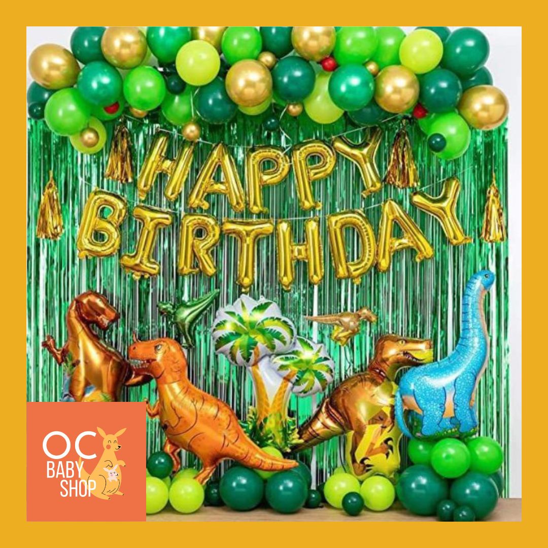 Paket dekorasi balon ulang tahun/happy birthday Dinosaurus