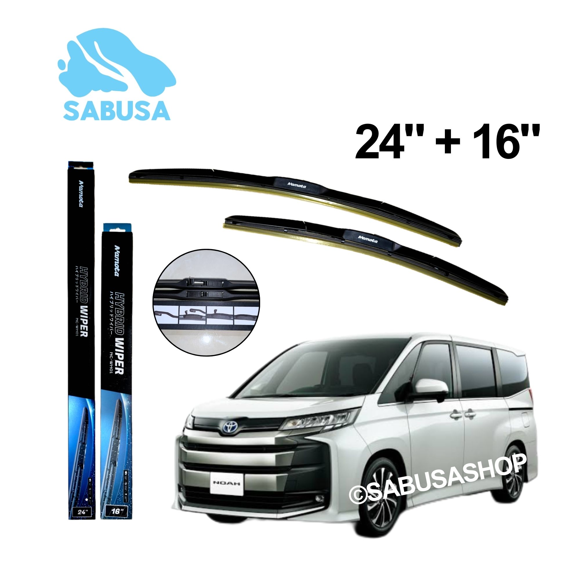 Wiper Blade Hybrid Toyota Noah Nav1 Voxy Sepasang Kaca Depan Premium Harga 299,000 rupiah*Gratis Ongkir