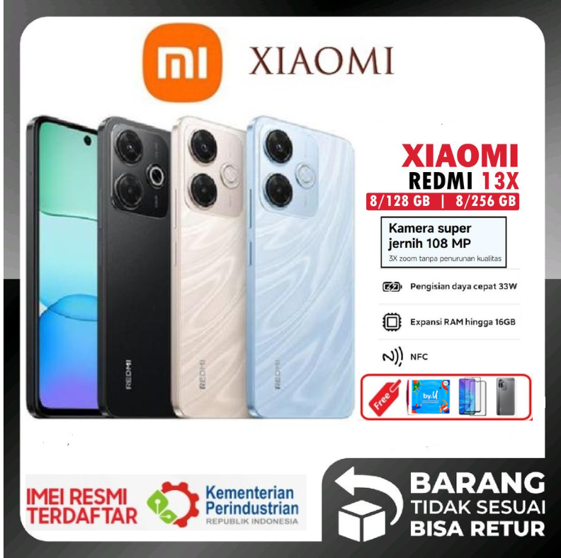 Xiaomi Redmi 13x 8/128 8/256 GB 108mp camera NFC MediaTek Helio G91 processor ultra display 6.79 FHD + 5030mAh 33W-warranty-black, 8/128GB Giá 1,488,000 Đồng*Miễn phí vận chuyển