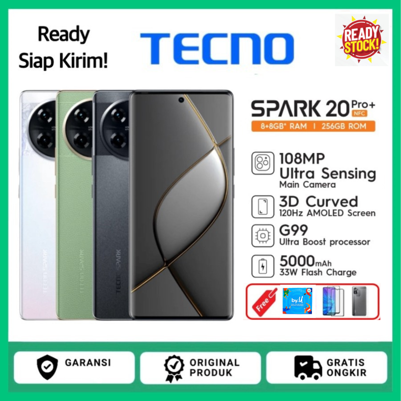 Handphone - Tecno Spark 20 Pro Plus Ram 8 Gb Rom 256 Gb Warranty - Black, 8/256 Harga 2,039,750 rupiah*Gratis Ongkir