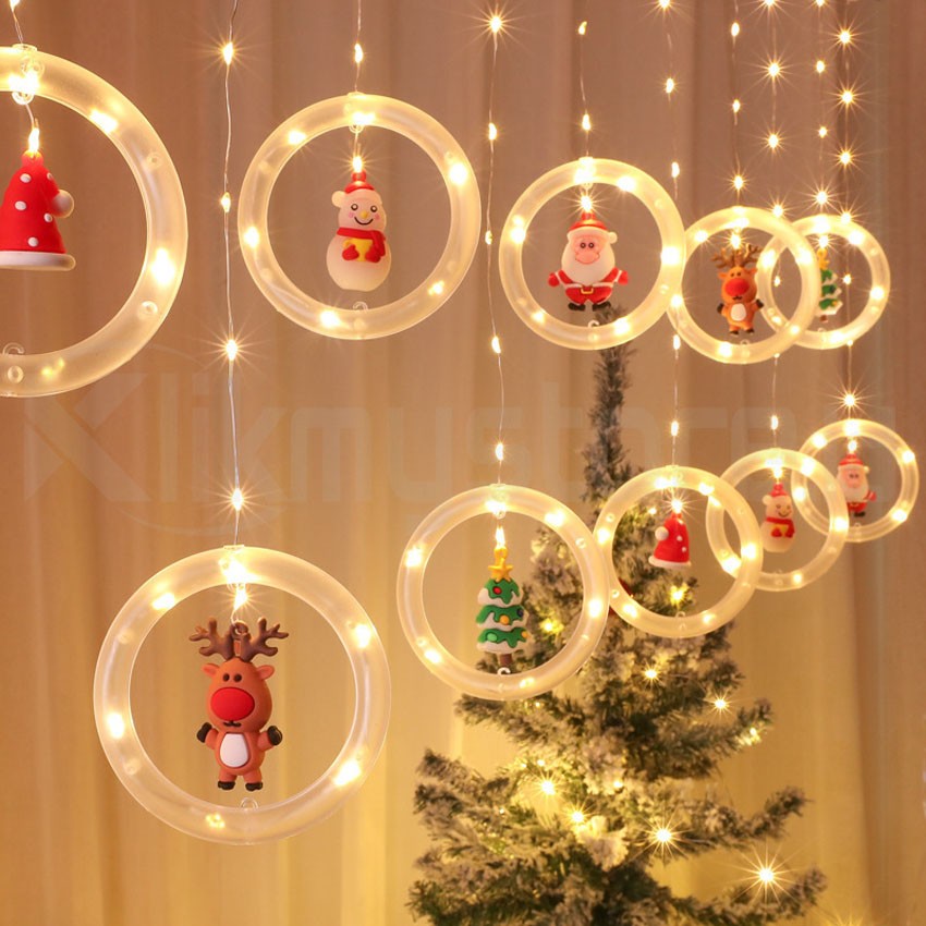 Santa Claus Christmas Decorative Lights 120 Led Curtain Light Santa Christmas String