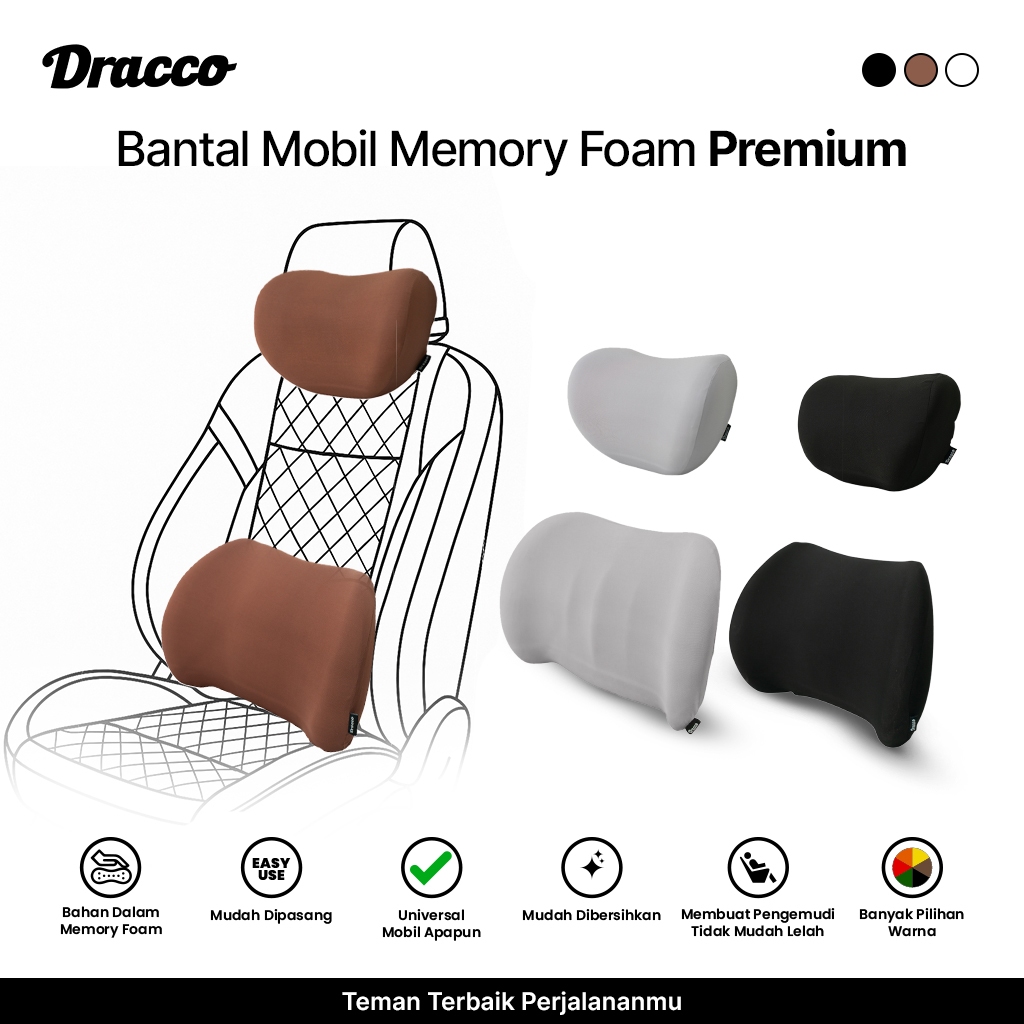 Dracco Premium Memory Foam Car Pillow Neck Back Support Anti-Ache Car Interior Accessories Harga 110,070 rupiah*Gratis Ongkir