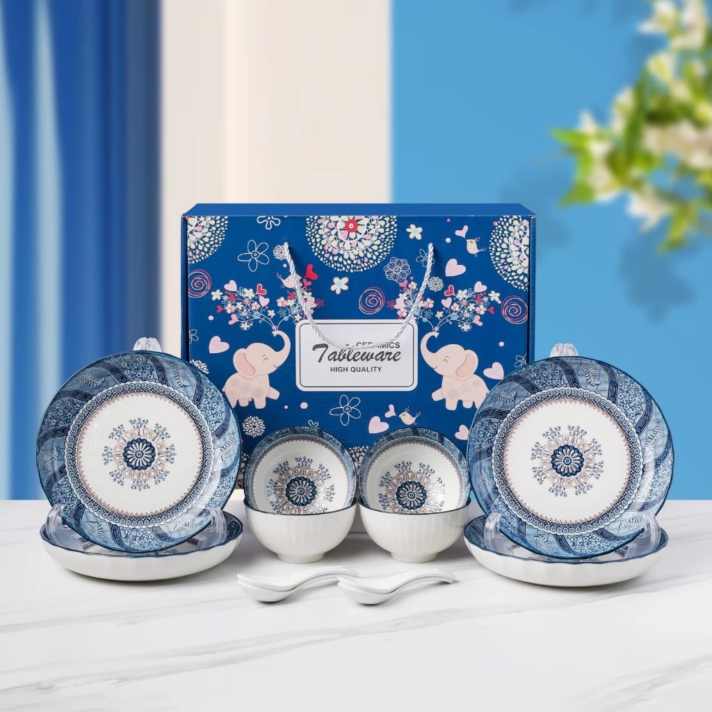 Aveline [Large Set] Hampers Premium Bowl Set Tableware 2 Bowls + 2 Plates / Eiko Bowl Set Japanese Sty…