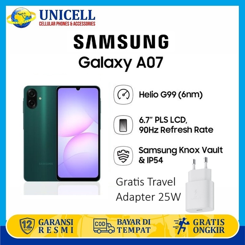 Samsung Galaxy A07 8GB RAM + 256GB camera 50MP battery 5000mAh fast charging Harga 2,299,000 rupiah*Gratis Ongkir