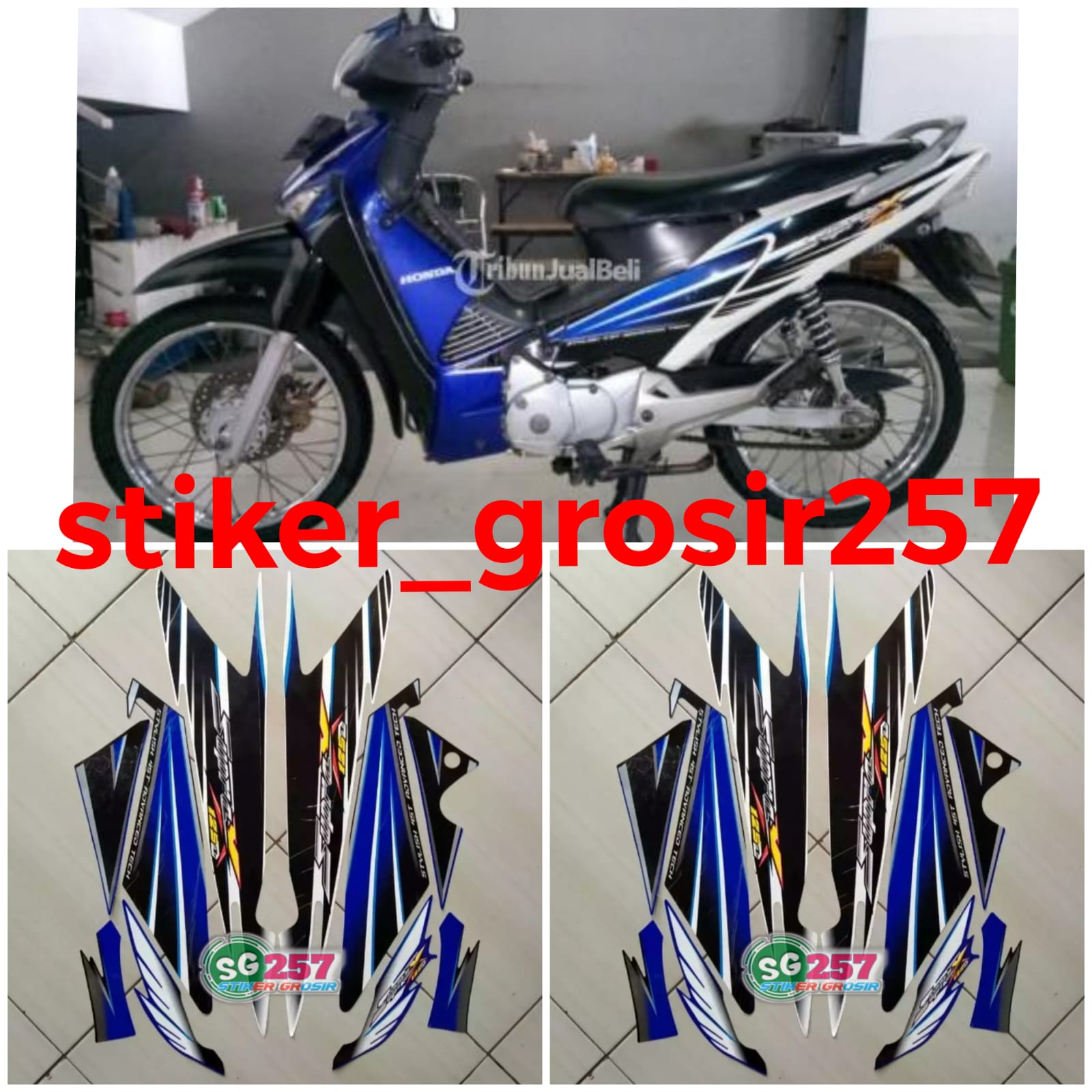 STIKER STRIPING LIS LES BODY SUPRA X 125 D 2005 WARNA BODI PUTIH