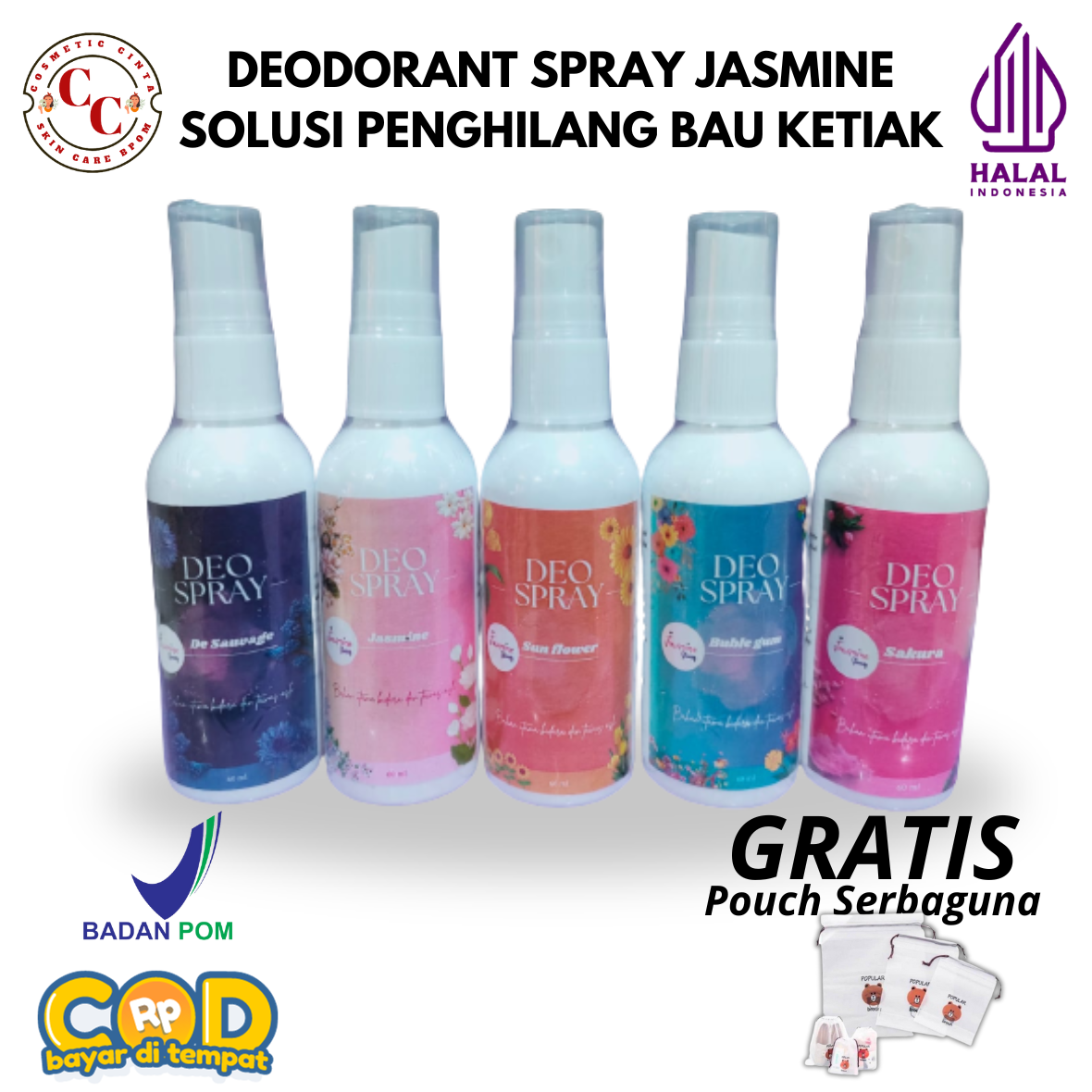 Jual Deodorant Spray Yasmin / Variant PURE / AMPUH ATASI BAU BADAN