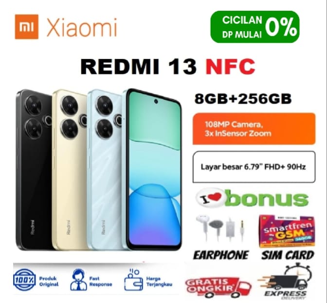 Xiaomi Redmi 13 8/256GB FHD+ Helio G91 Ultra, NFC Extended Up To 16GB RAM - GARANSI - FULLSET Harga  1,650,000 Ringgit*Penghantaran Percuma